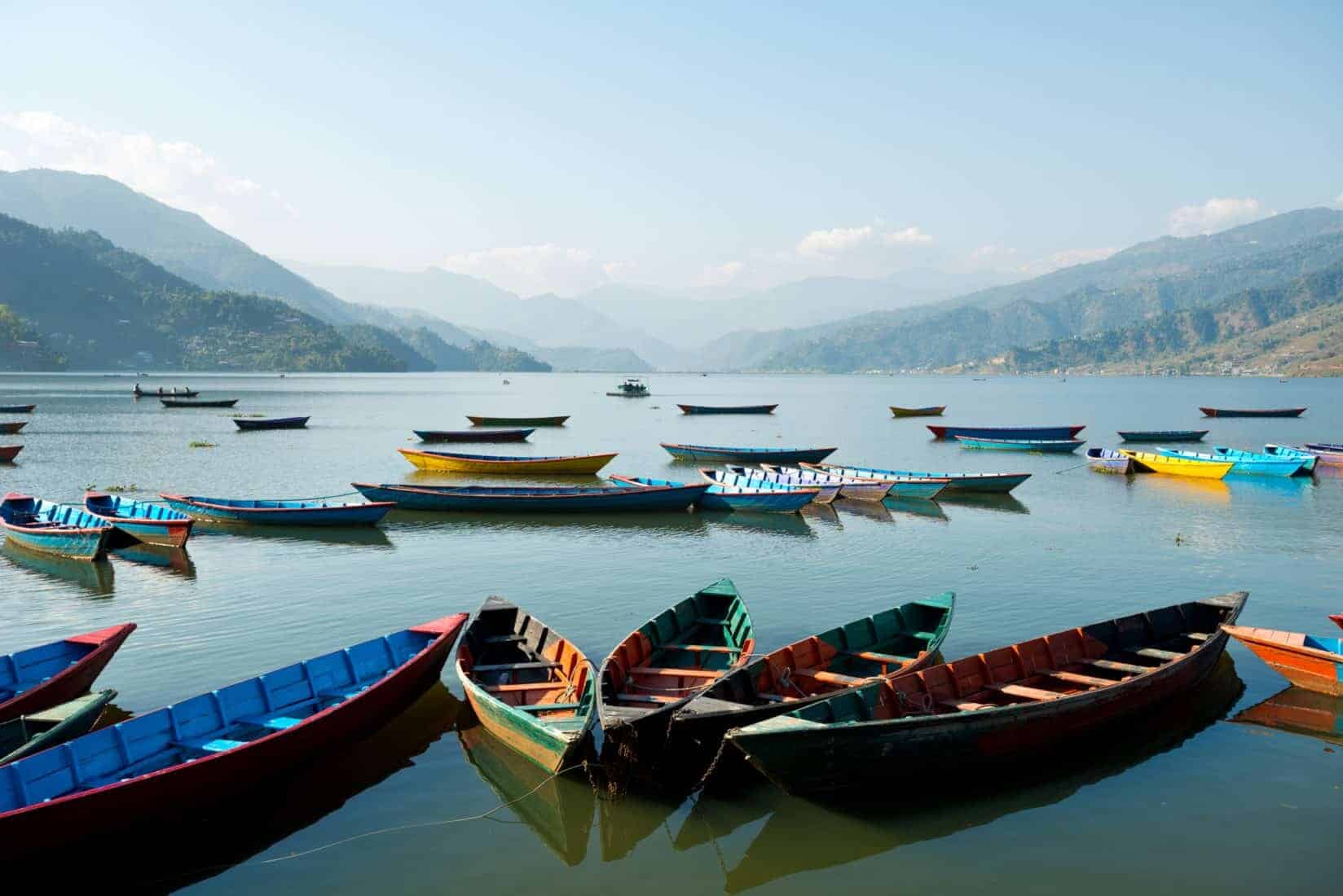 Pokhara, Nepal. Boat, water