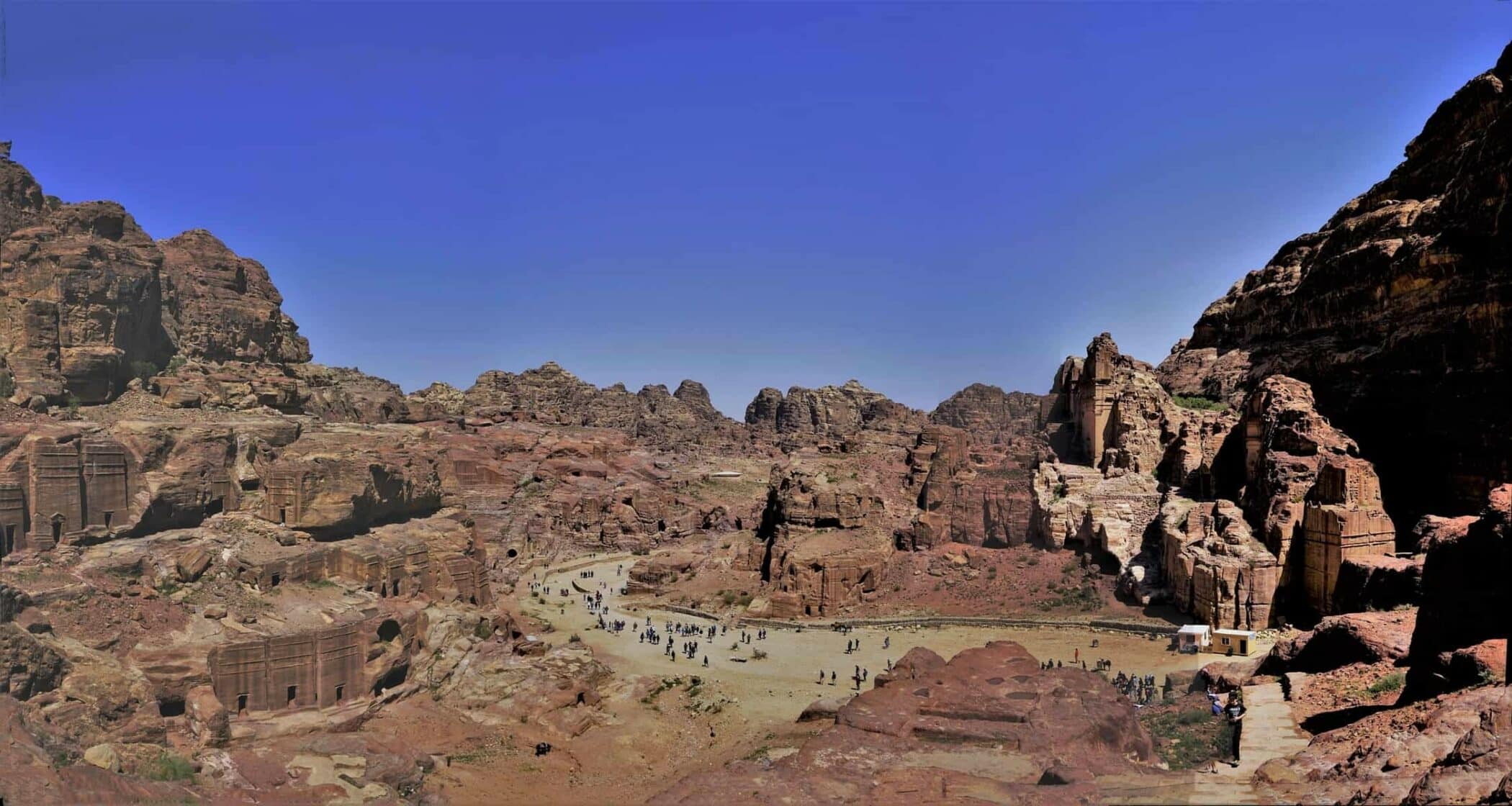 Panorama of ancient Petra, Jordan. This is the traditional route to the monasteries.