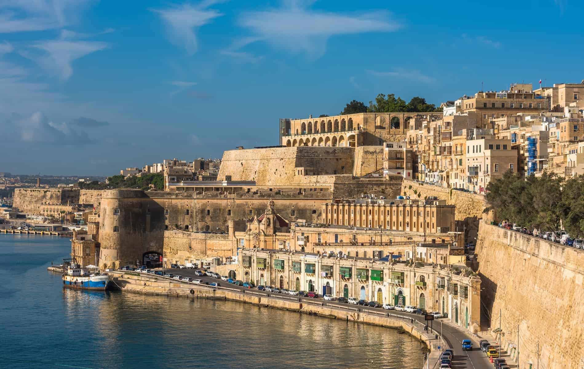 Valletta, hovedstaden i Malta set fra havnen