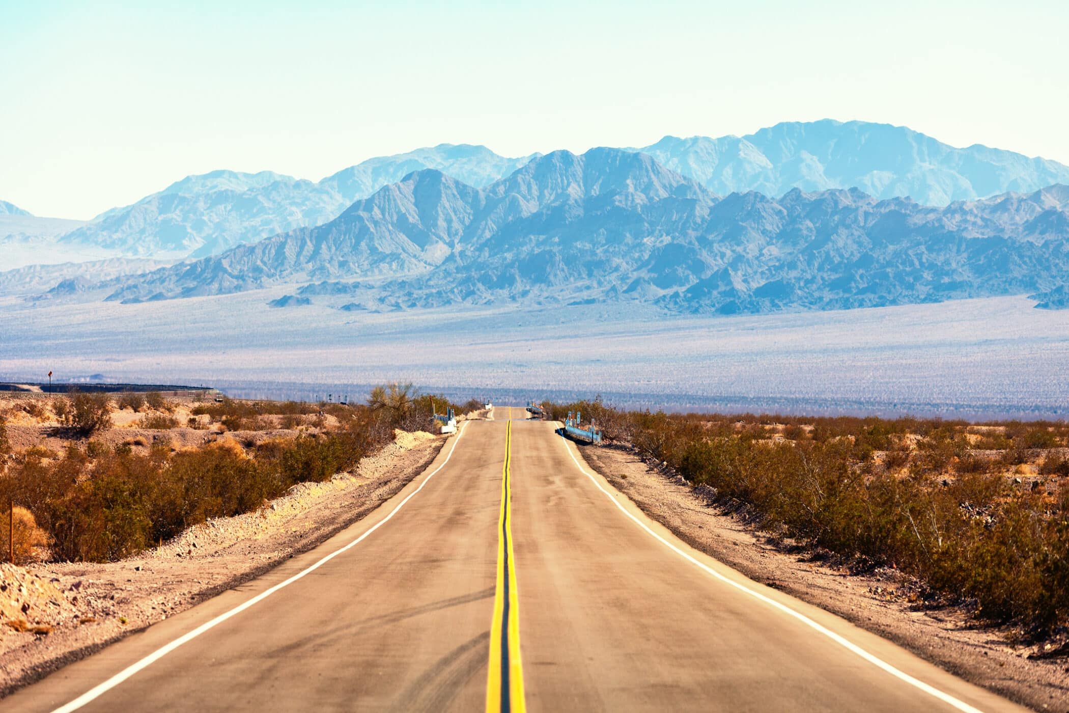 View from the Route 66, Mojave Desert, Southern California, United States