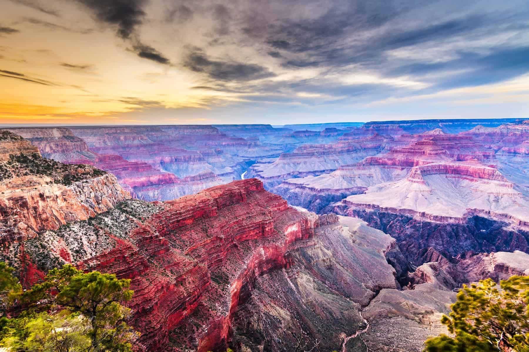 Grand Canyon, Arizona, USA ved solnedgang set fra syd
