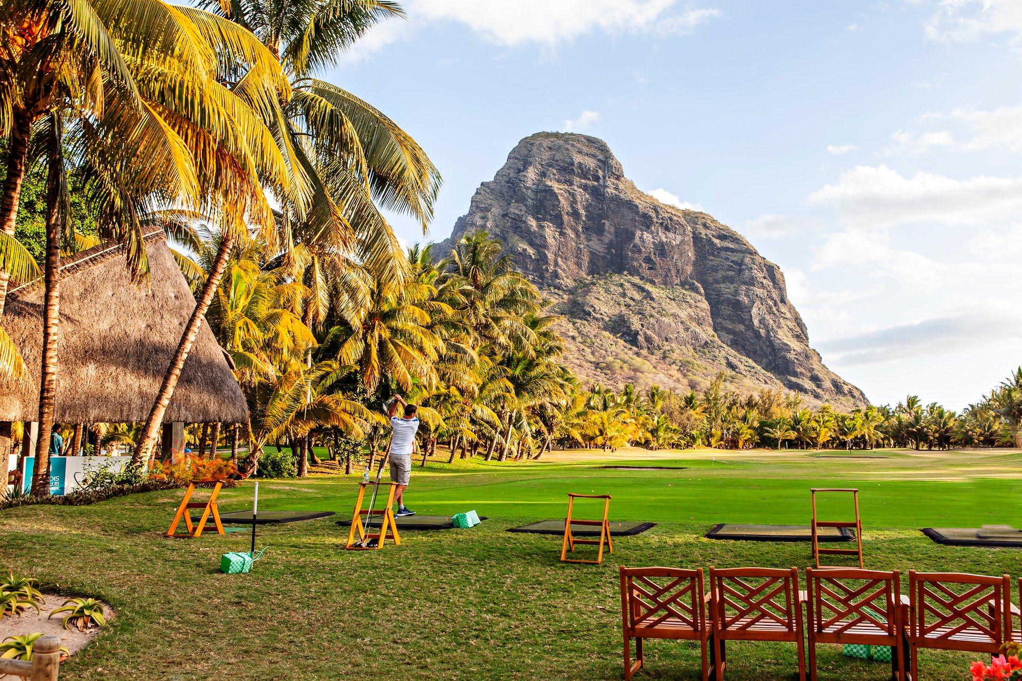 Playing golf on the Mauritius island