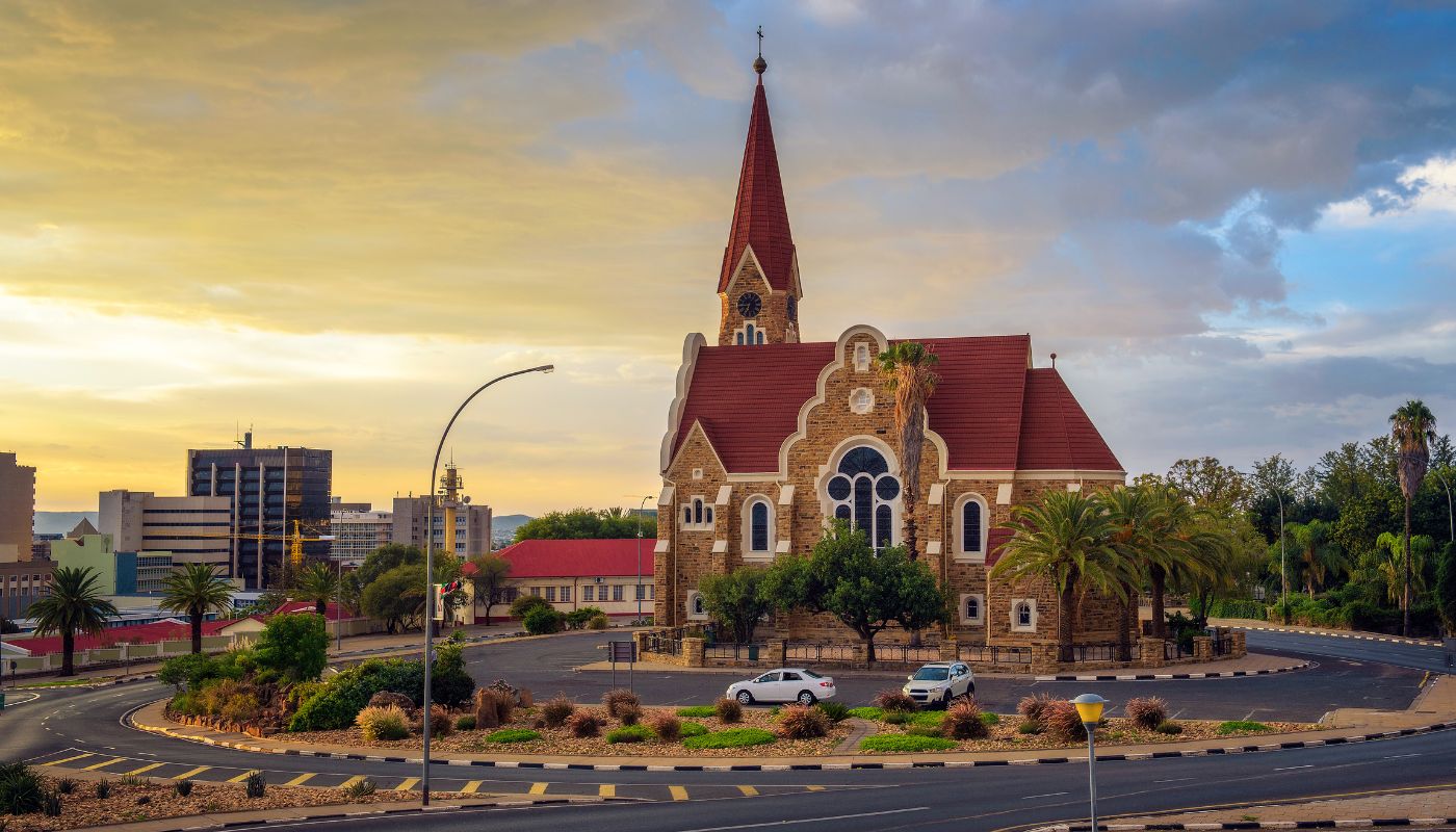Dramatic sunset above Christchurch, Windhoek, Namibia⁠